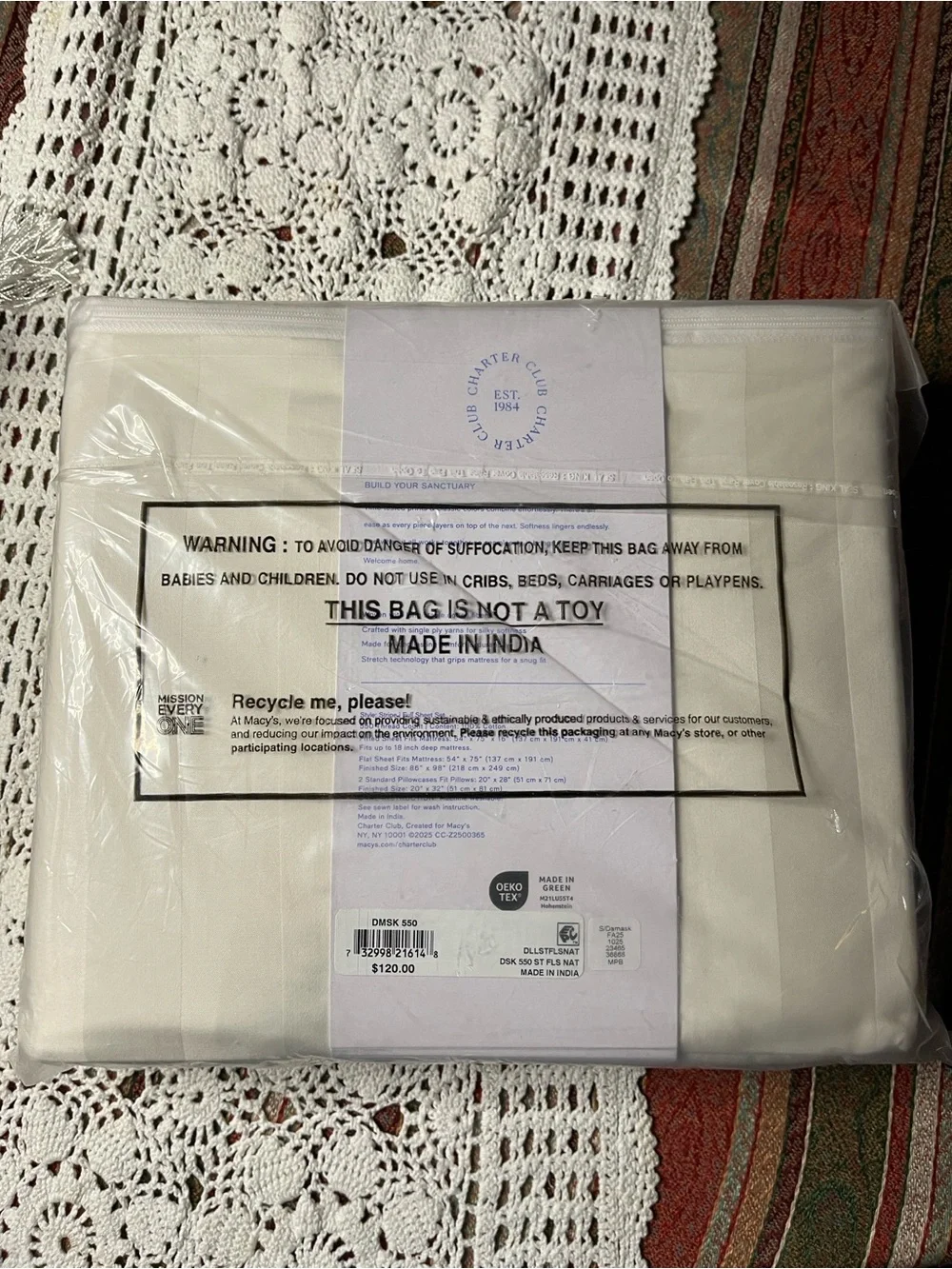 Charter Club Full Sheet Set - natural white